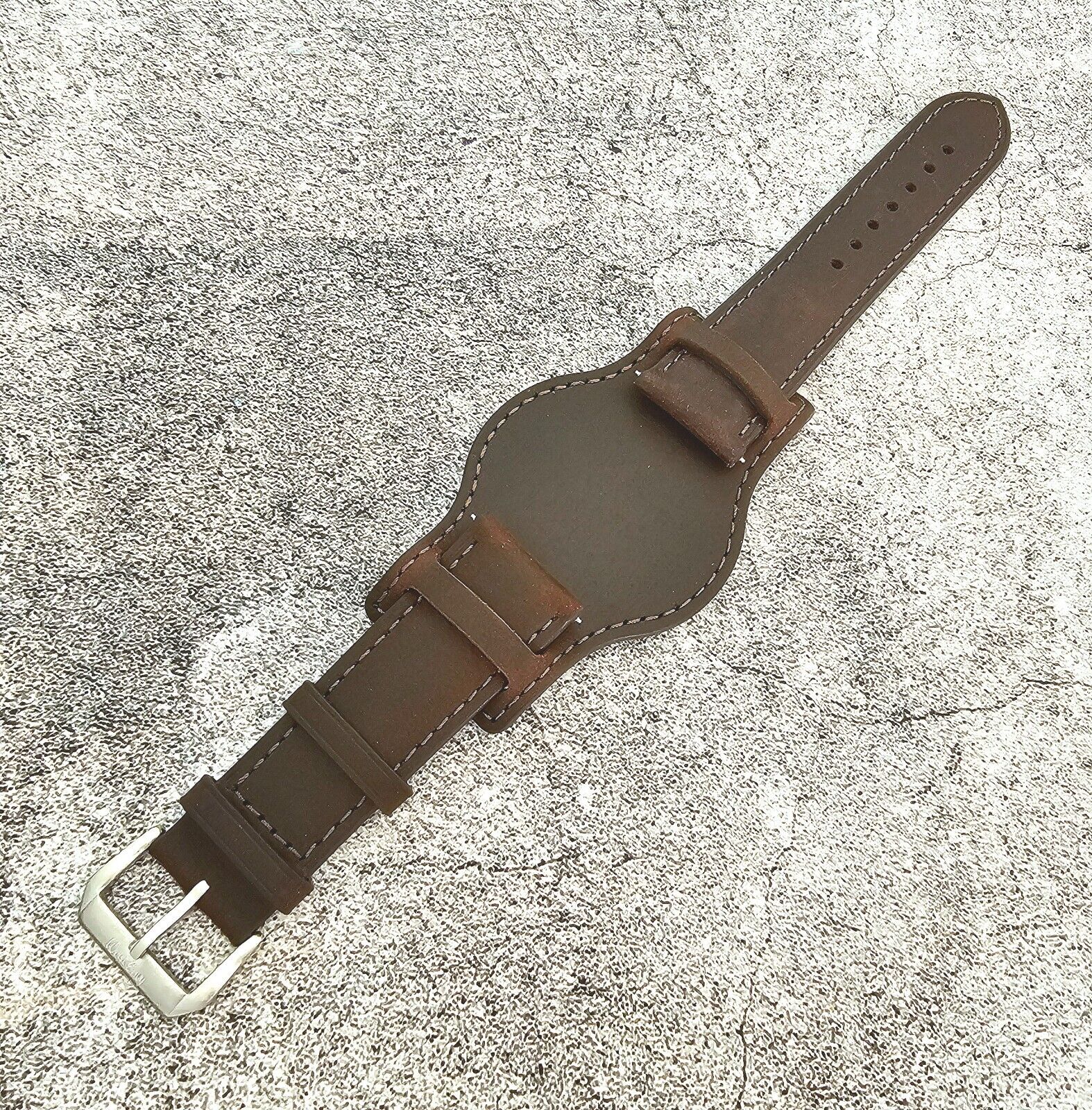 Leather Bund Watch Strap Handmade Military 20mm 22mm Chocolate Brown - Wrist Envy