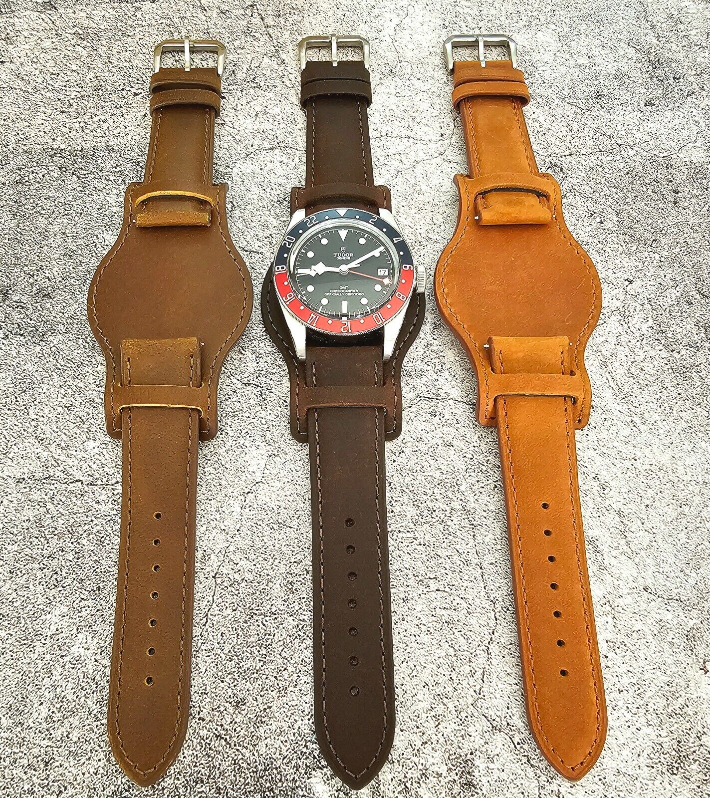 Leather Bund Watch Strap Handmade Military 20mm 22mm Chocolate Brown - Wrist Envy