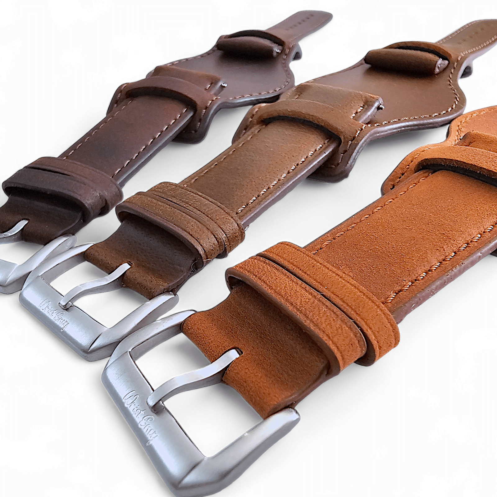 Leather Bund Watch Strap Handmade Military 20mm 22mm Light Brown - Wrist Envy