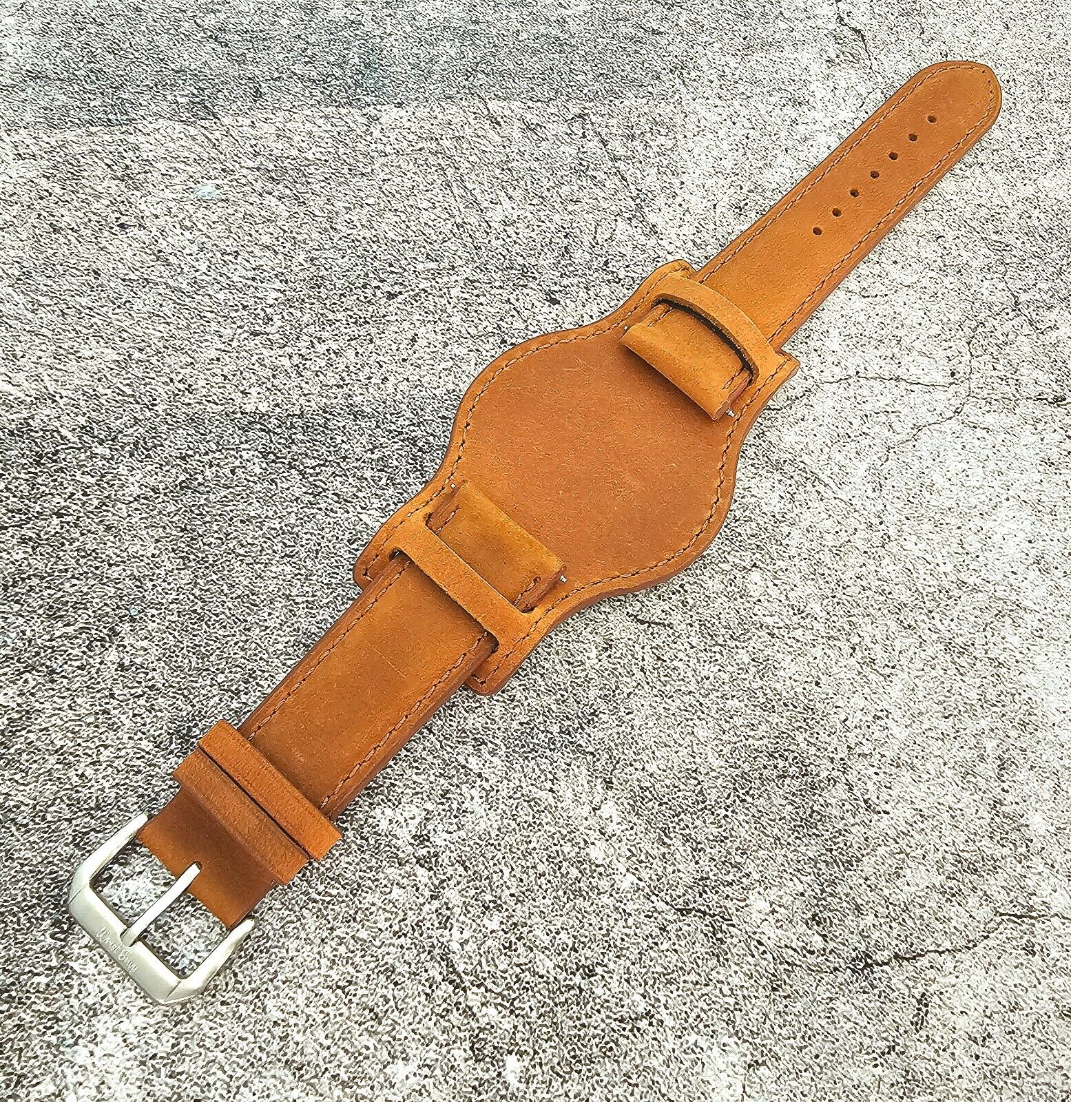 Leather Bund Watch Strap Handmade Military 20mm 22mm Light Brown - Wrist Envy