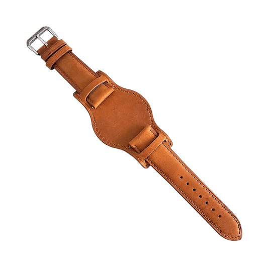 Leather Bund Watch Strap Handmade Military 20mm 22mm Light Brown - Wrist Envy