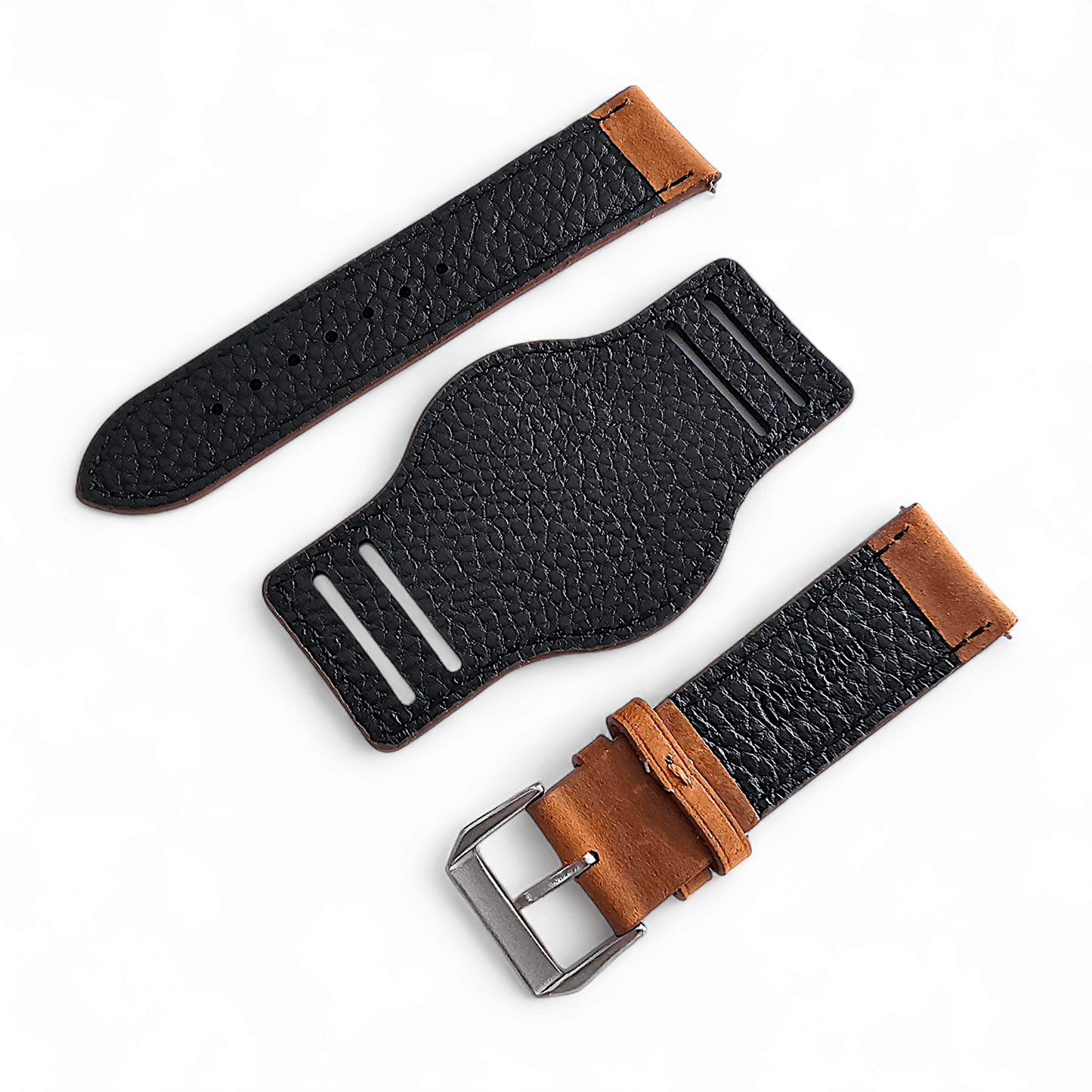 Leather Bund Watch Strap Handmade Military 20mm 22mm Light Brown - Wrist Envy