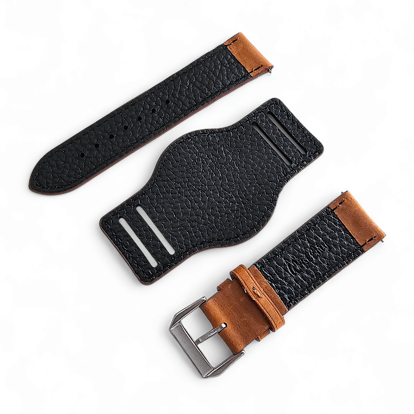 Leather Bund Watch Strap Handmade Military 20mm 22mm Light Brown - Wrist Envy