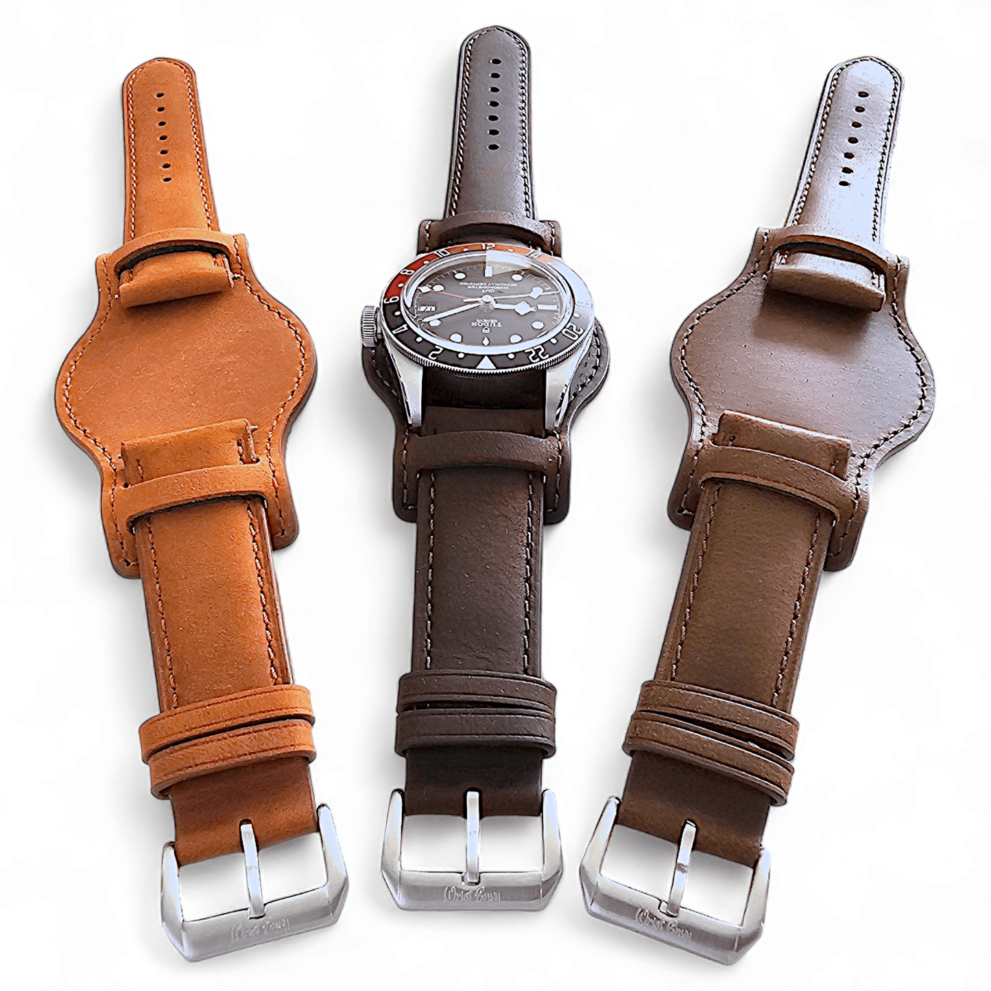 Leather Bund Watch Strap Handmade Military 20mm 22mm Light Brown - Wrist Envy