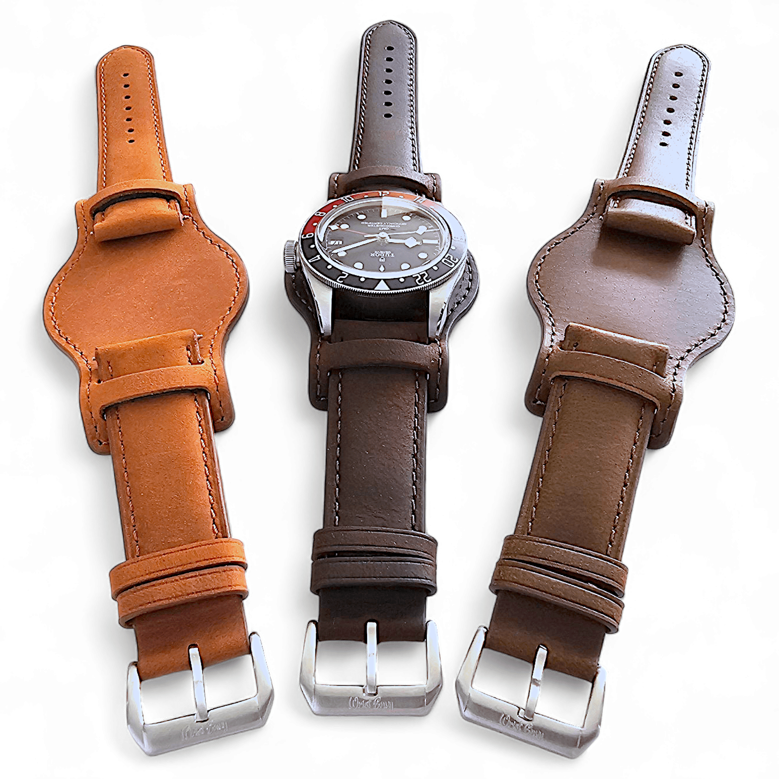Leather Bund Watch Strap Handmade Military 20mm 22mm Light Brown - Wrist Envy