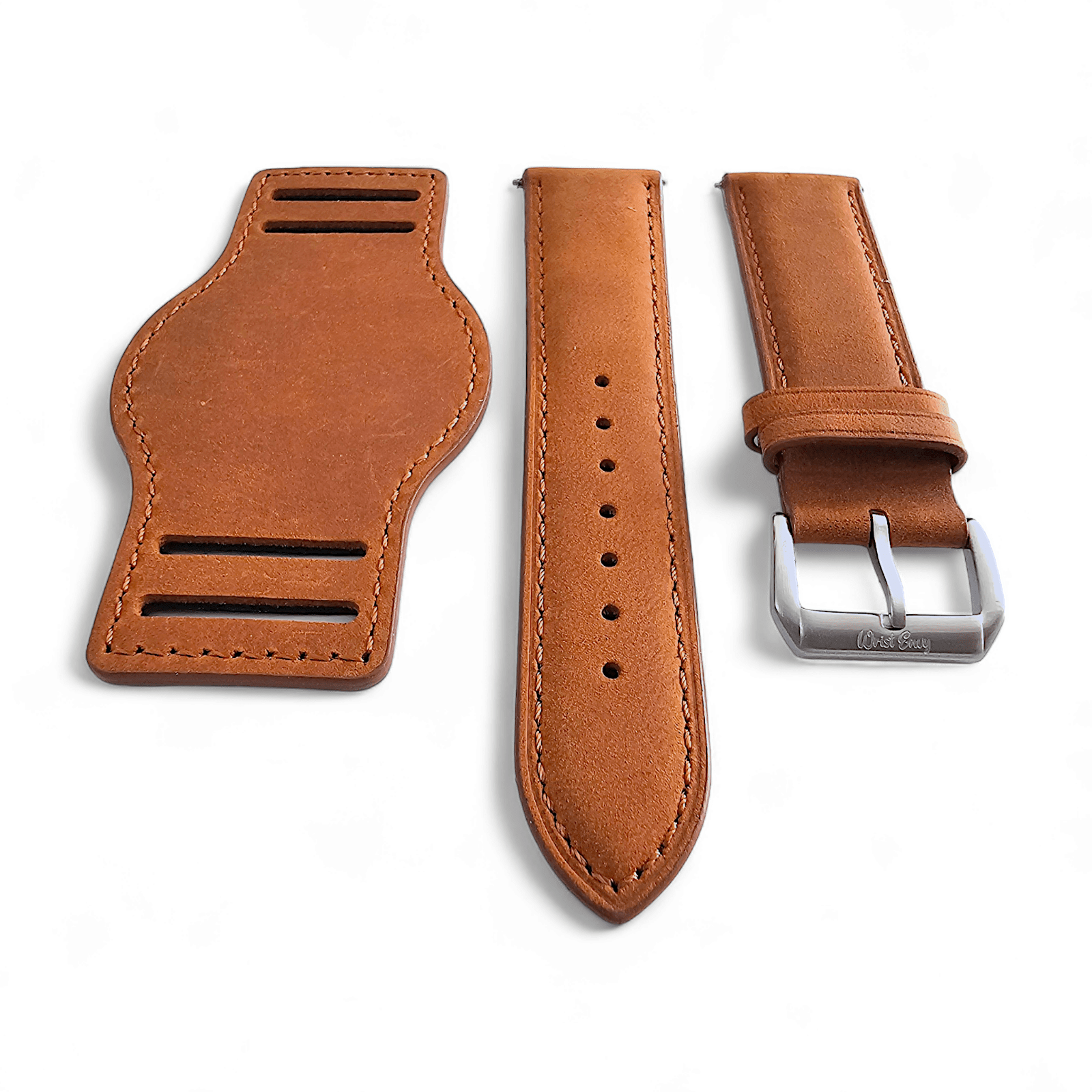Leather Bund Watch Strap Handmade Military 20mm 22mm Light Brown - Wrist Envy