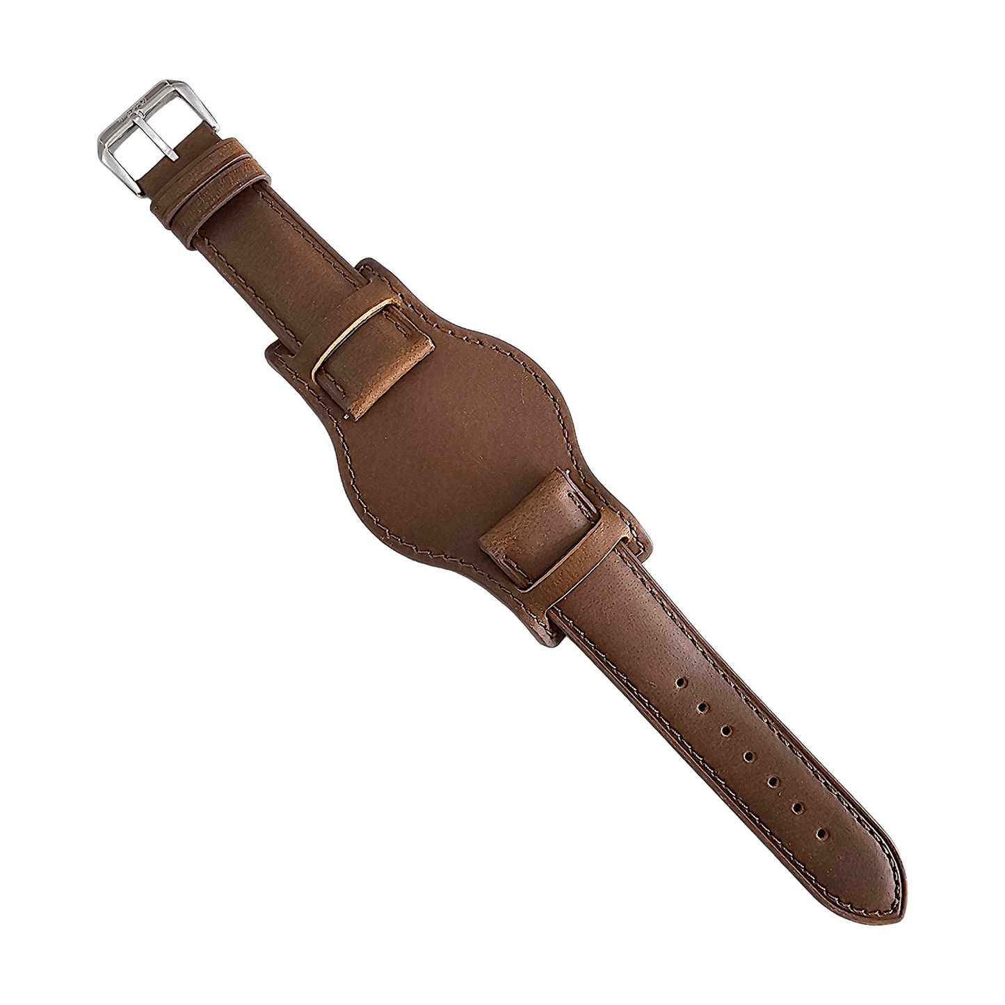 Leather Bund Watch Strap Handmade Military 20mm 22mm Mid Brown - Wrist Envy