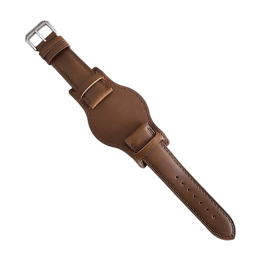 Leather Bund Watch Strap Handmade Military 20mm 22mm Mid Brown - Wrist Envy
