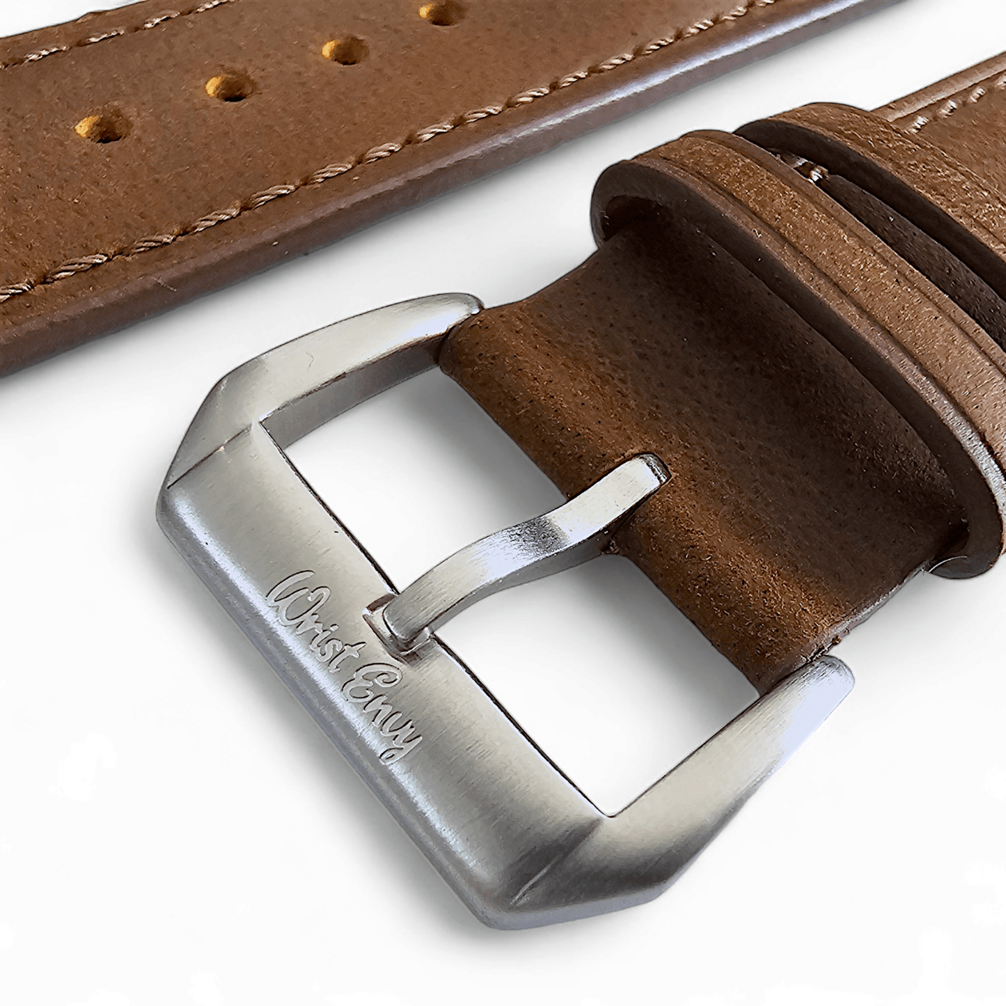 Leather Bund Watch Strap Handmade Military 20mm 22mm Mid Brown - Wrist Envy