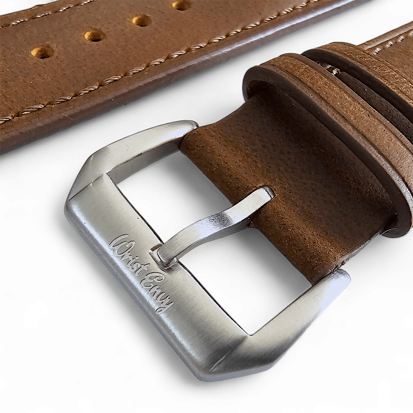 Leather Bund Watch Strap Handmade Military 20mm 22mm Mid Brown - Wrist Envy