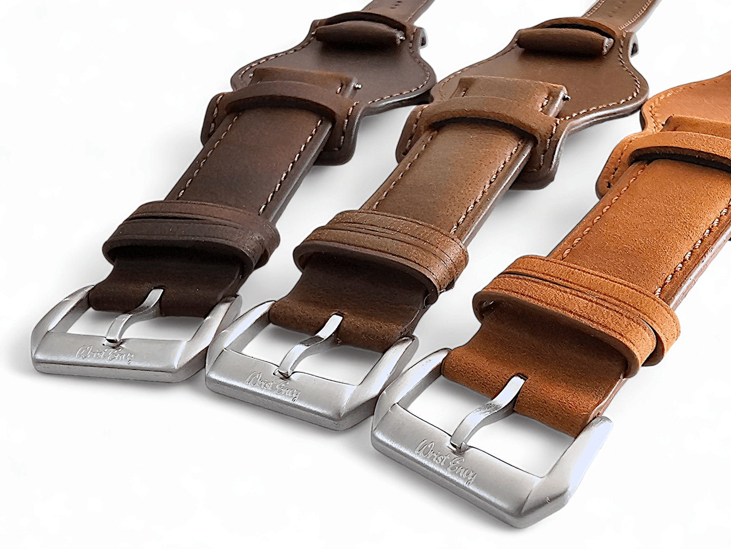 Leather Bund Watch Strap Handmade Military 20mm 22mm Mid Brown - Wrist Envy