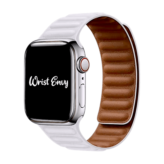 Leather Link Magnetic Strap for Apple Watch White - Wrist Envy