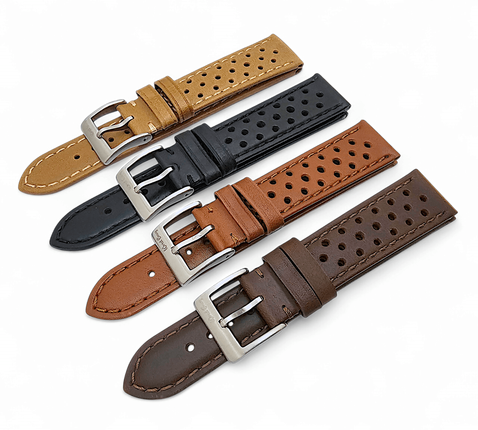 Leather Rally Racing Watch Strap Perforated 20mm 22mm - Wrist Envy