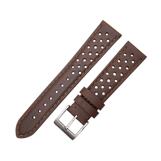 Leather Rally Racing Watch Strap Perforated 20mm 22mm - Wrist Envy