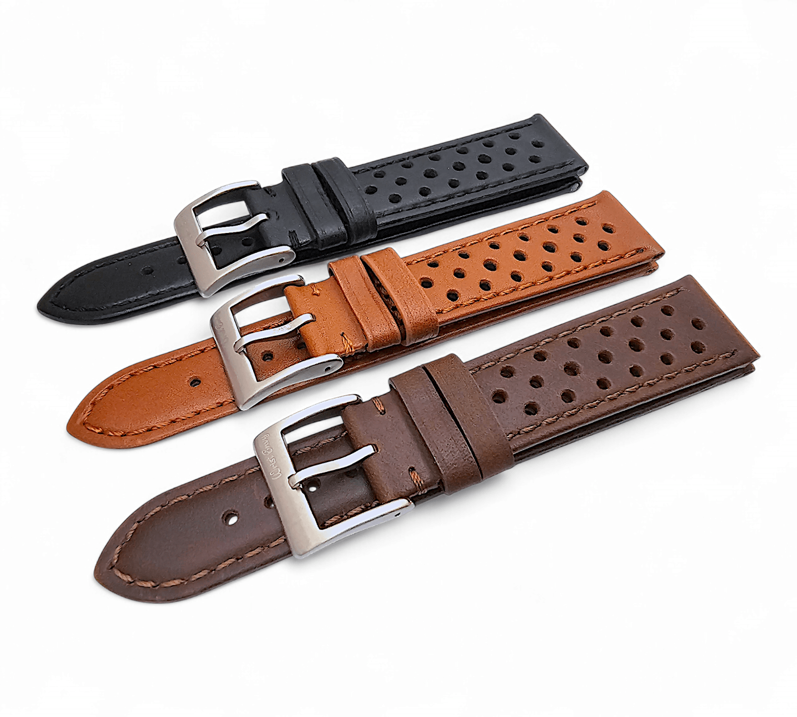 Leather Rally Racing Watch Strap Perforated 20mm 22mm - Wrist Envy