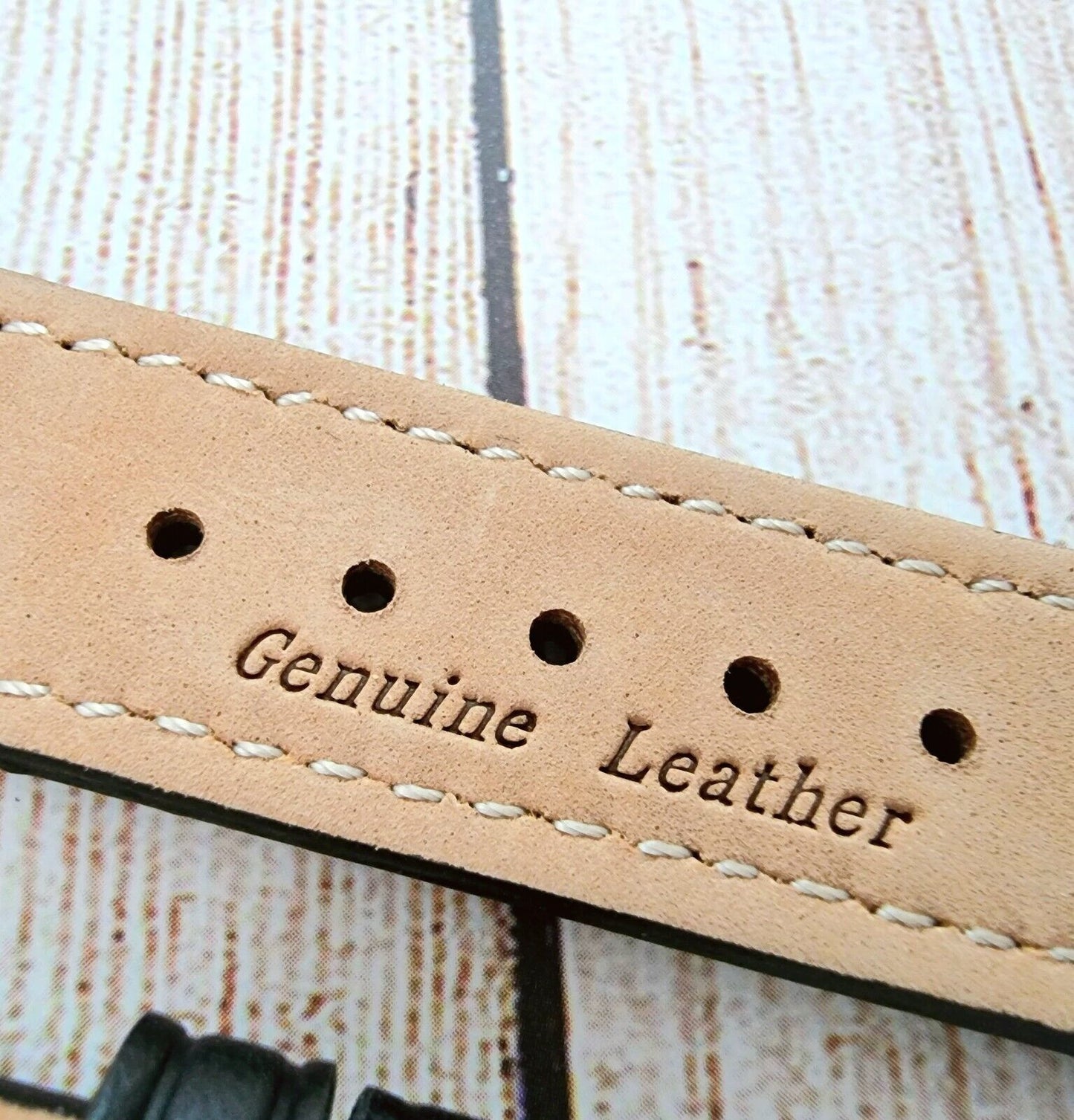 Leather Rally Watch Strap 18mm 20mm 22mm 24mm Black Orange Stitching - Wrist Envy