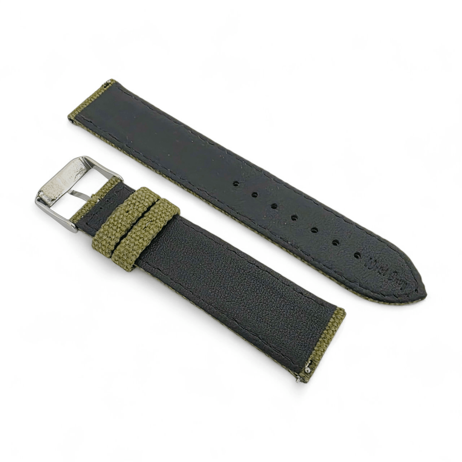 Luxury Canvas Watch Strap 4mm Thick 18mm 20mm 22mm Army Green - Wrist Envy