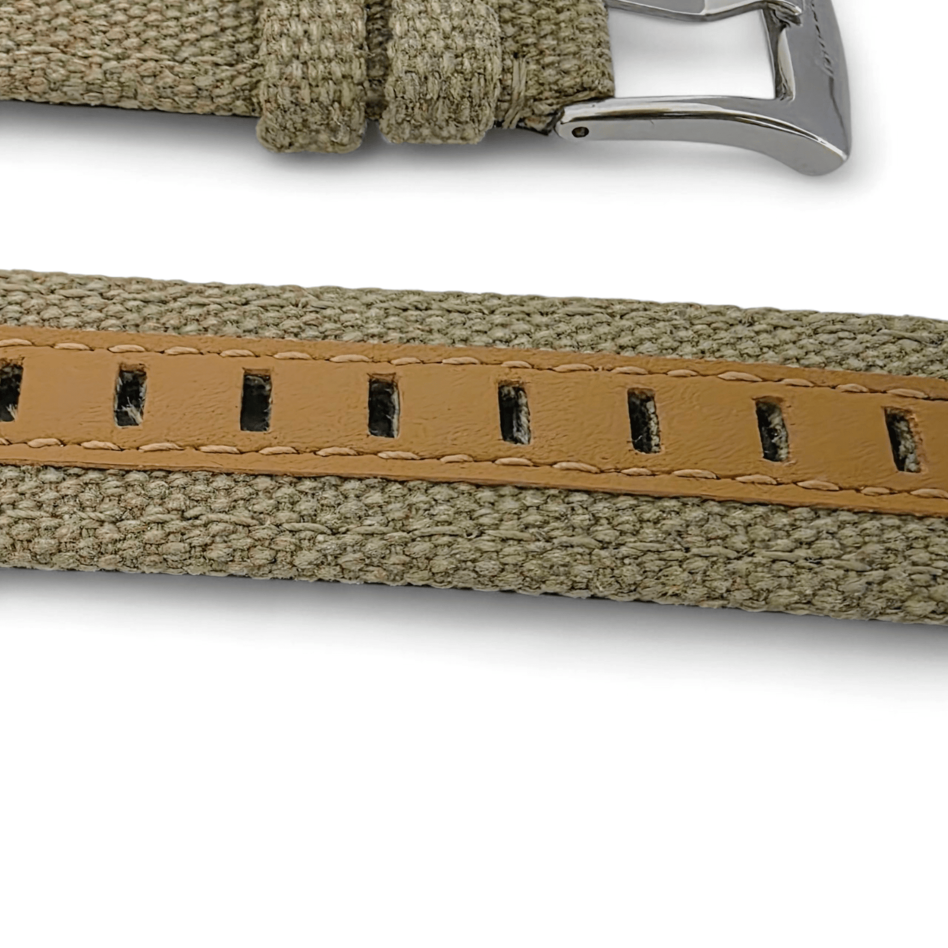 Luxury Canvas Watch Strap 4mm Thick 18mm 20mm 22mm Khaki Beige - Wrist Envy