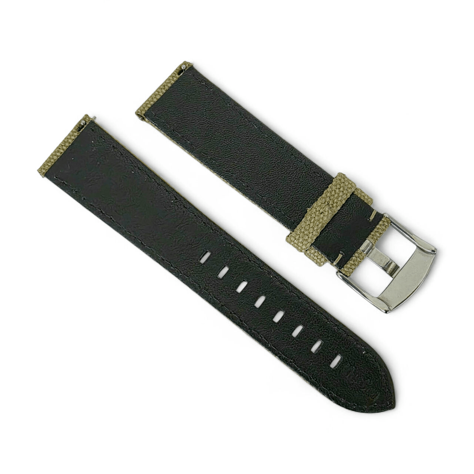 Luxury Canvas Watch Strap 4mm Thick 18mm 20mm 22mm Khaki Beige - Wrist Envy