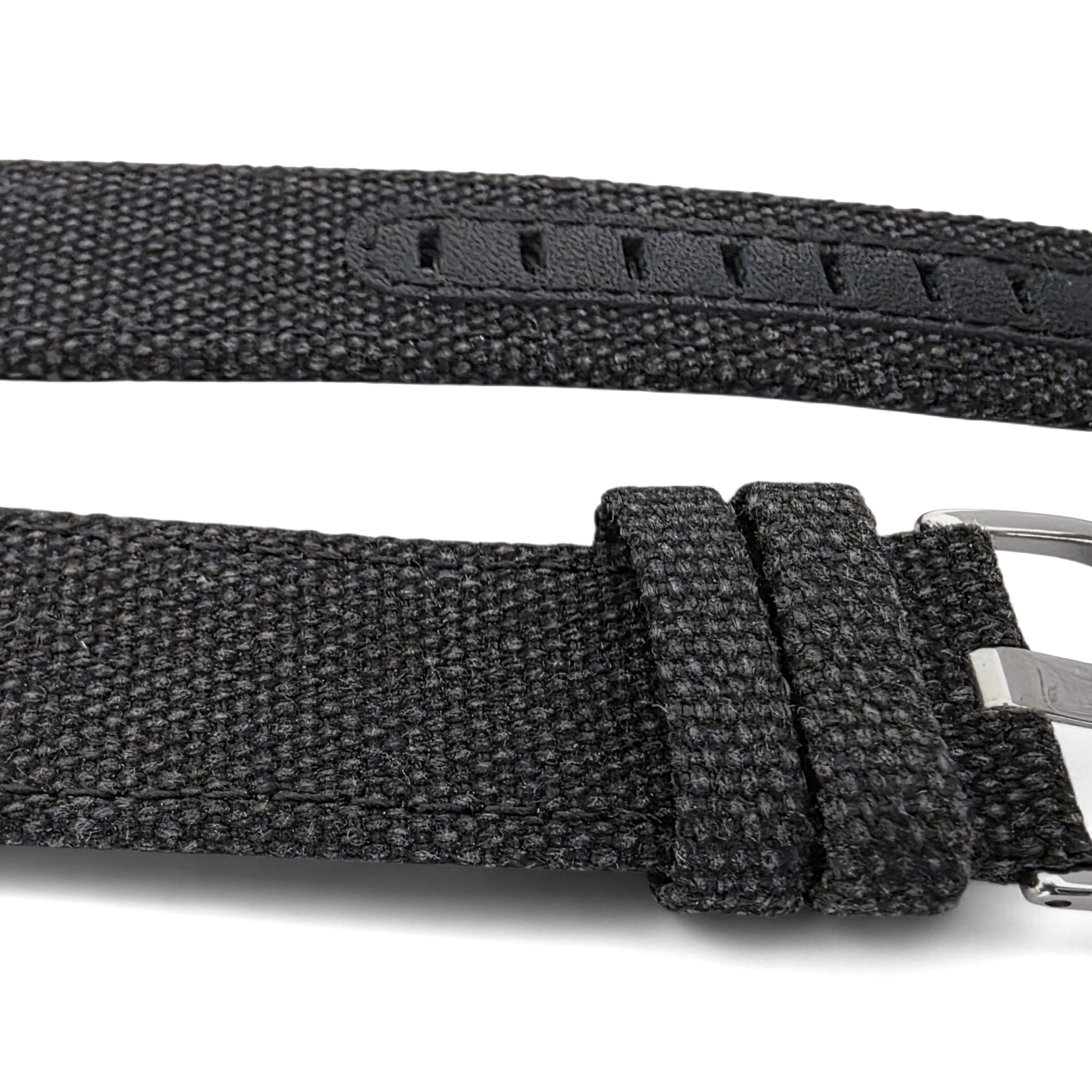 Luxury Canvas Watch Strap 4mm Thick 18mm 20mm 22mm Washed Black - Wrist Envy