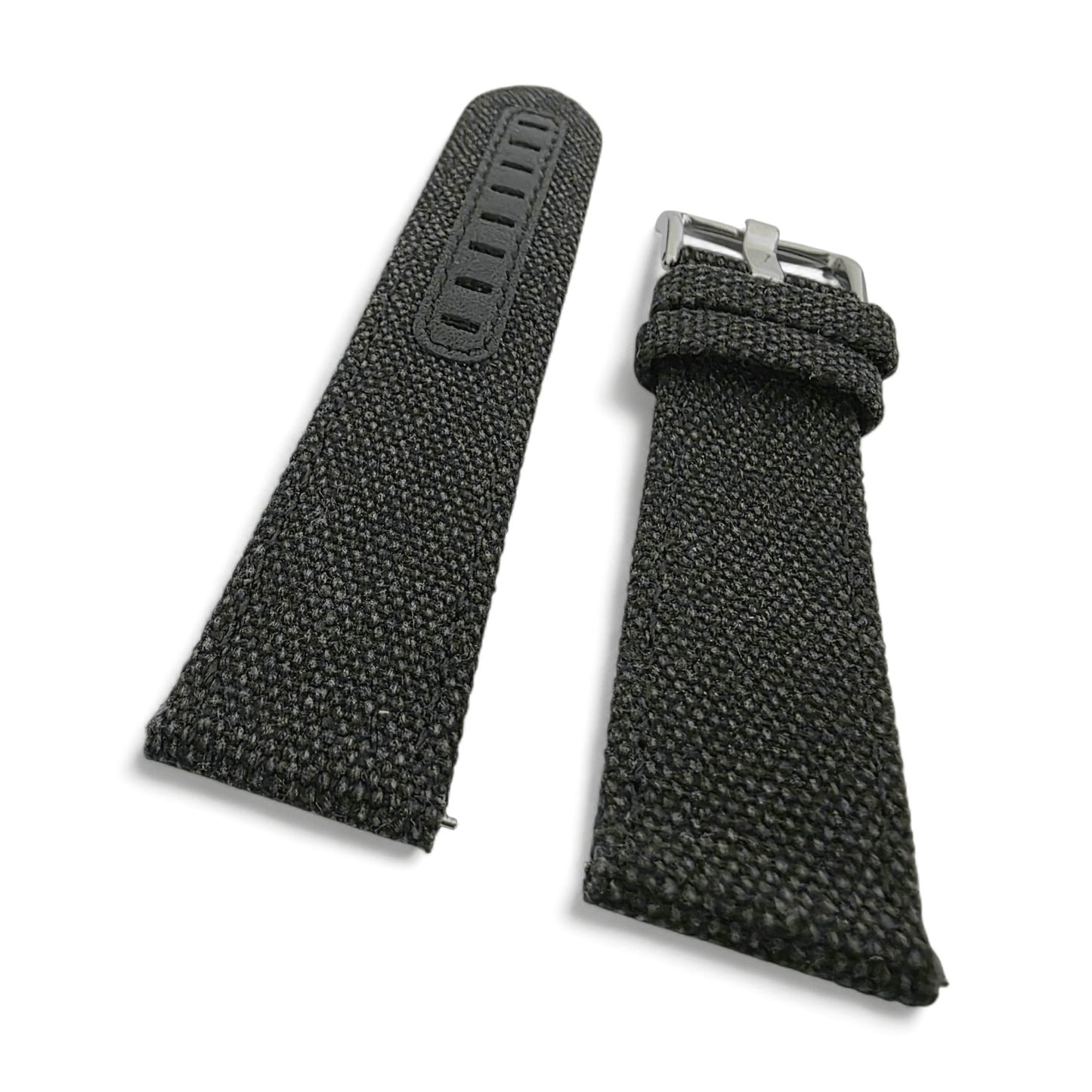 Luxury Canvas Watch Strap 4mm Thick 18mm 20mm 22mm Washed Black - Wrist Envy
