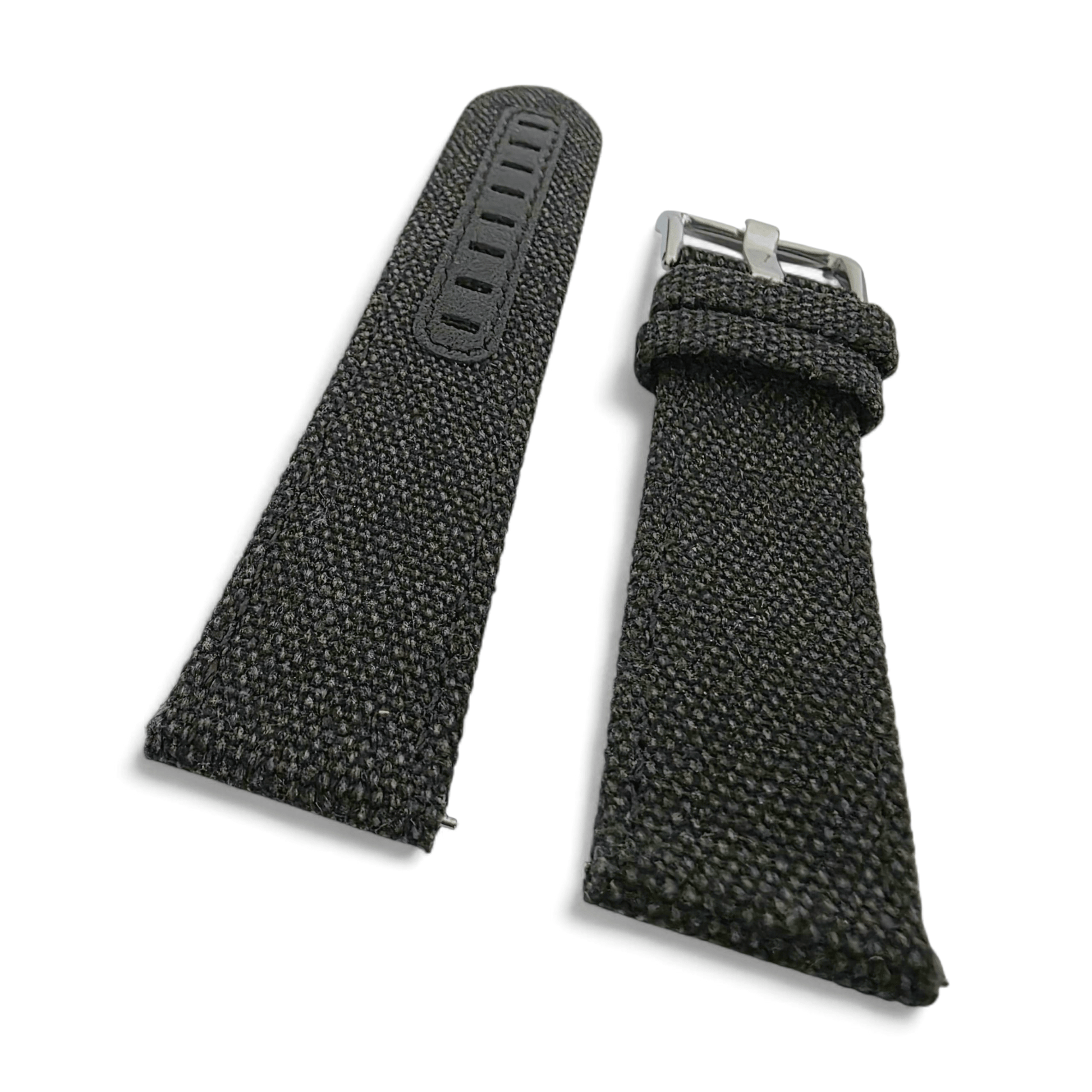 Luxury Canvas Watch Strap 4mm Thick 18mm 20mm 22mm Washed Black - Wrist Envy