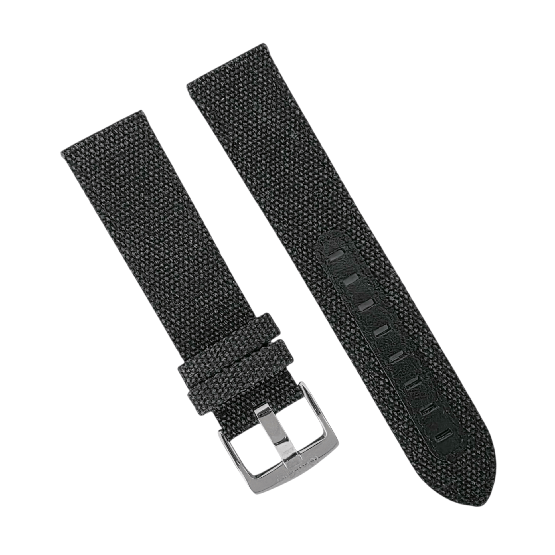 Luxury Canvas Watch Strap 4mm Thick 18mm 20mm 22mm Washed Black - Wrist Envy