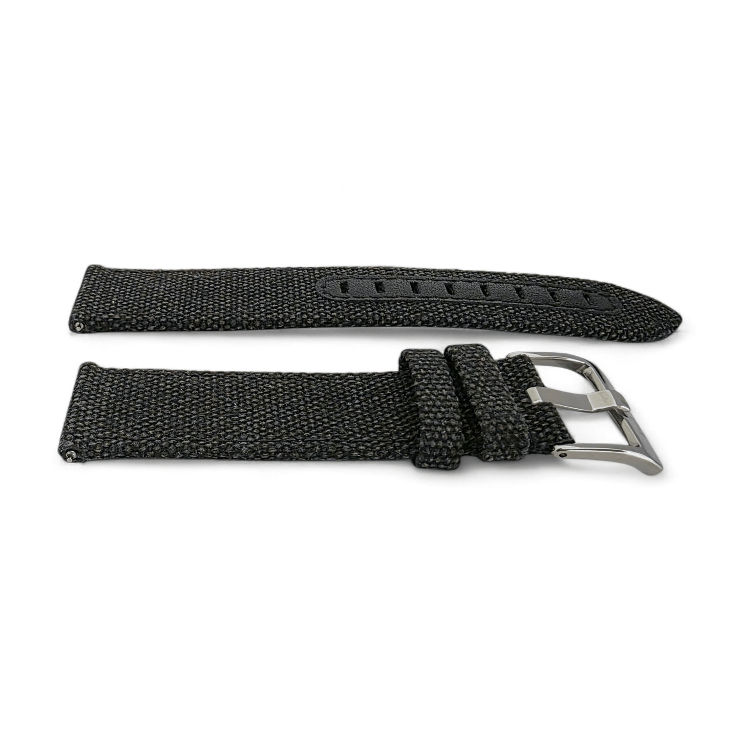 Luxury Canvas Watch Strap 4mm Thick 18mm 20mm 22mm Washed Black - Wrist Envy