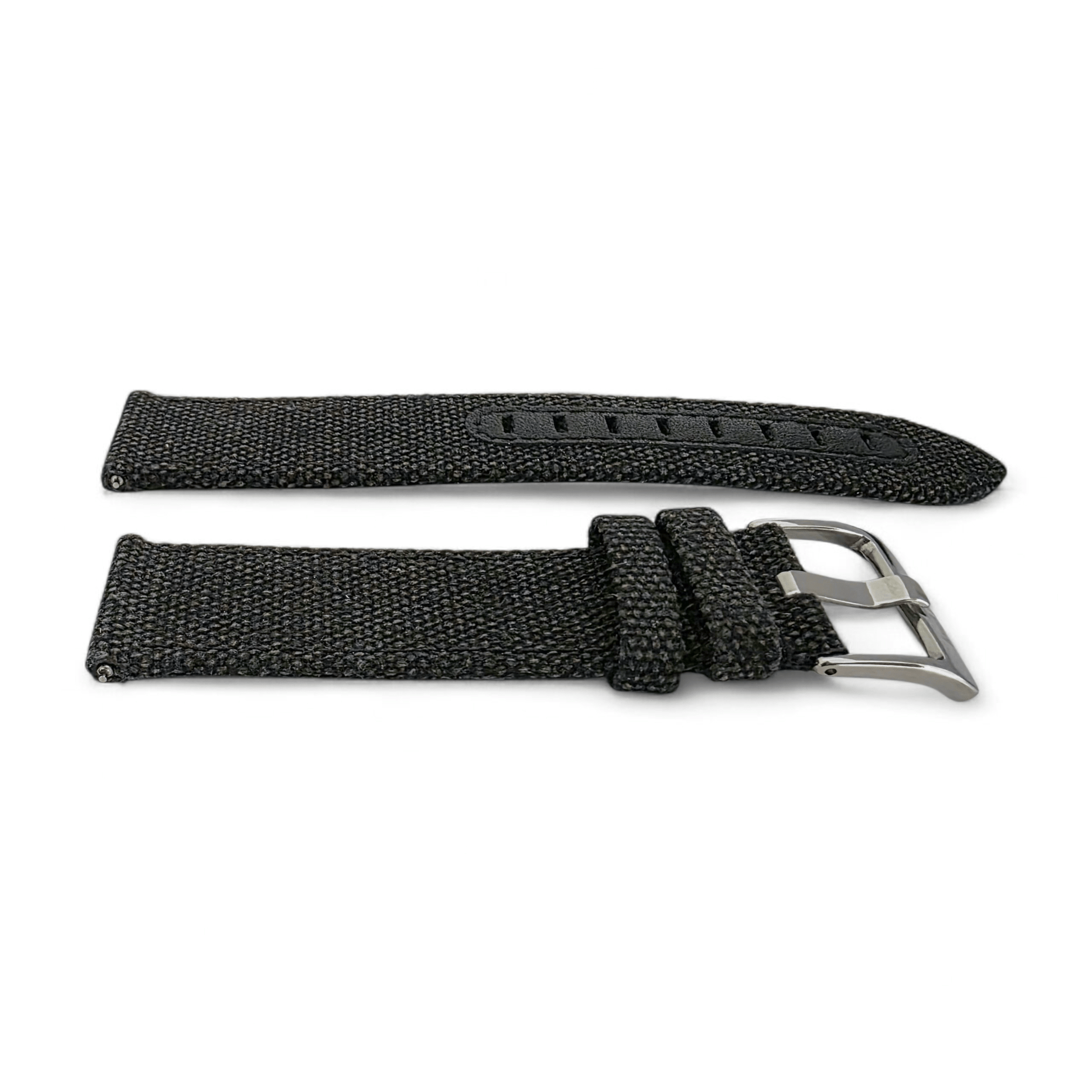 Luxury Canvas Watch Strap 4mm Thick 18mm 20mm 22mm Washed Black - Wrist Envy