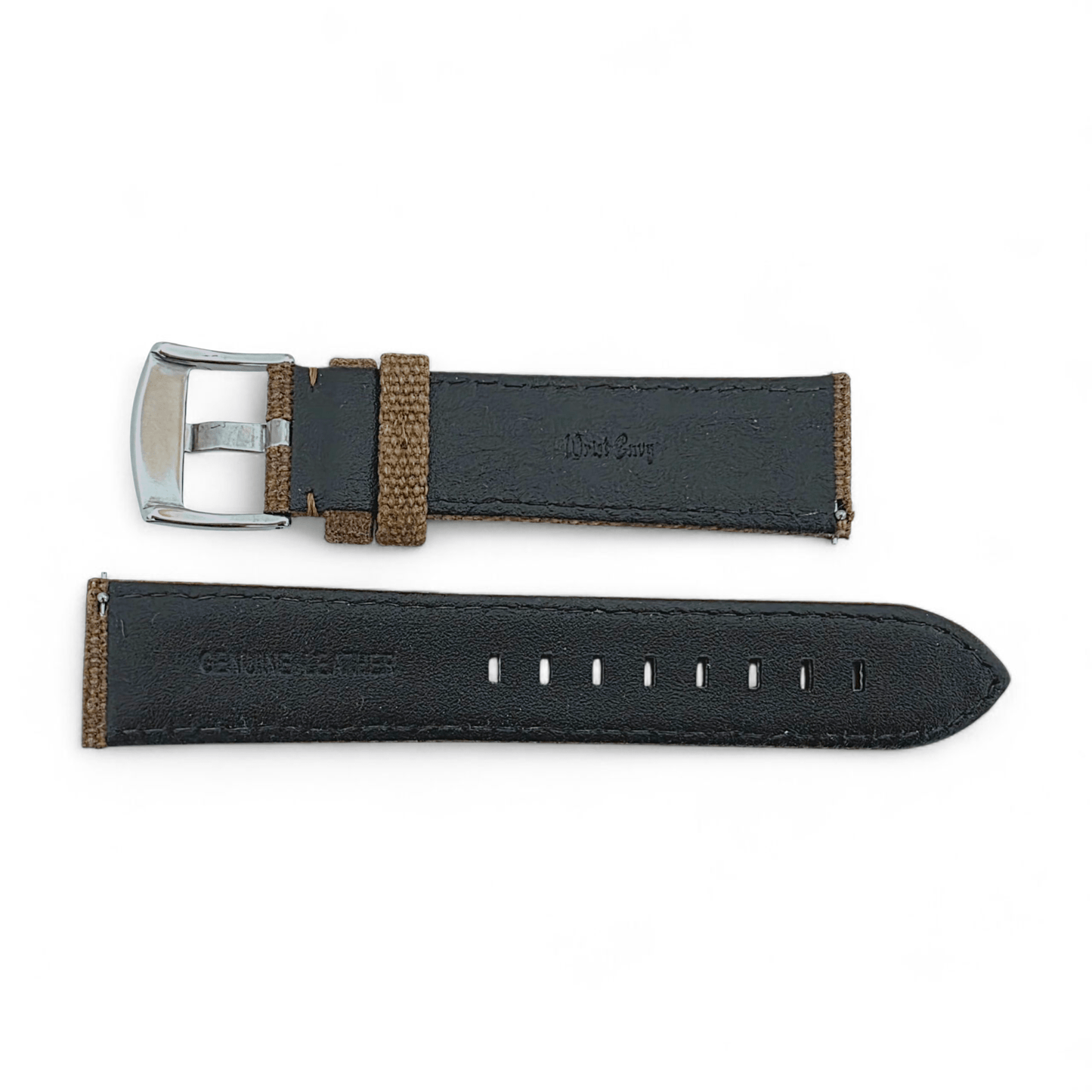 Luxury Canvas Watch Strap 4mm Thick 20mm 22mm Espresso Brown - Wrist Envy