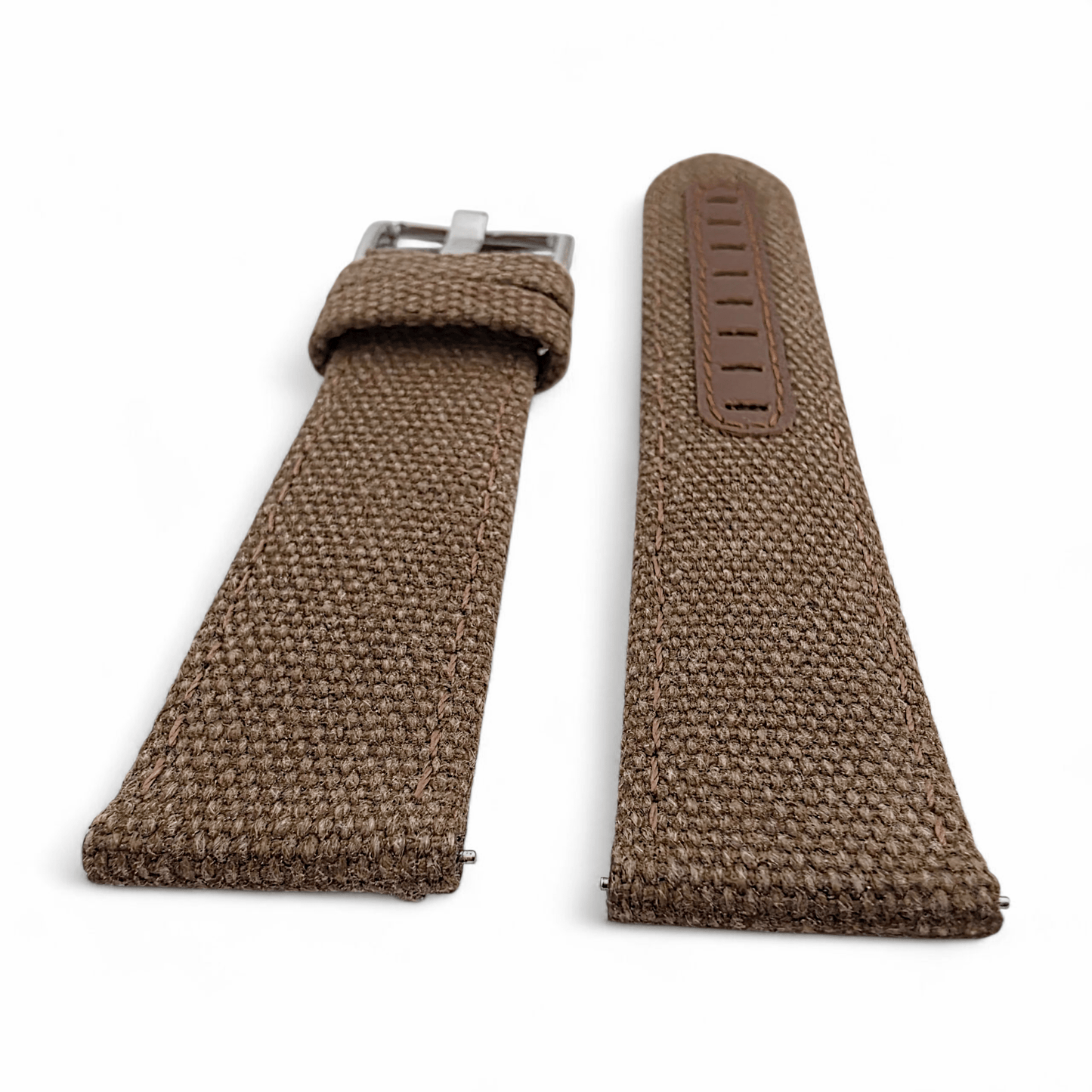 Luxury Canvas Watch Strap 4mm Thick 20mm 22mm Espresso Brown - Wrist Envy