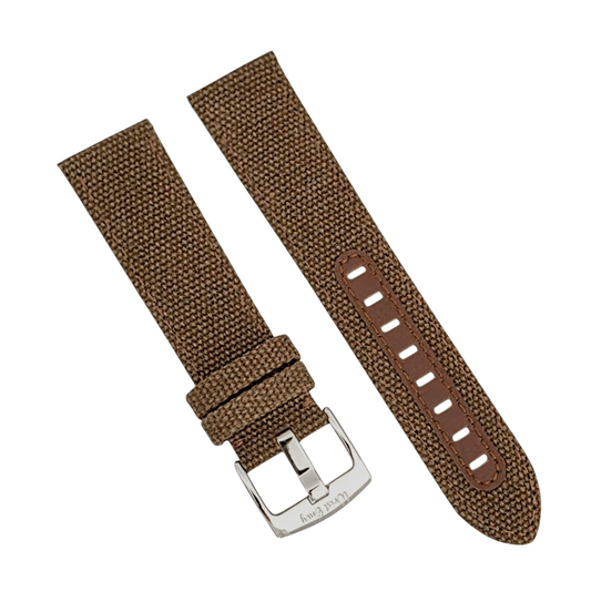 Luxury Canvas Watch Strap 4mm Thick 20mm 22mm Espresso Brown - Wrist Envy