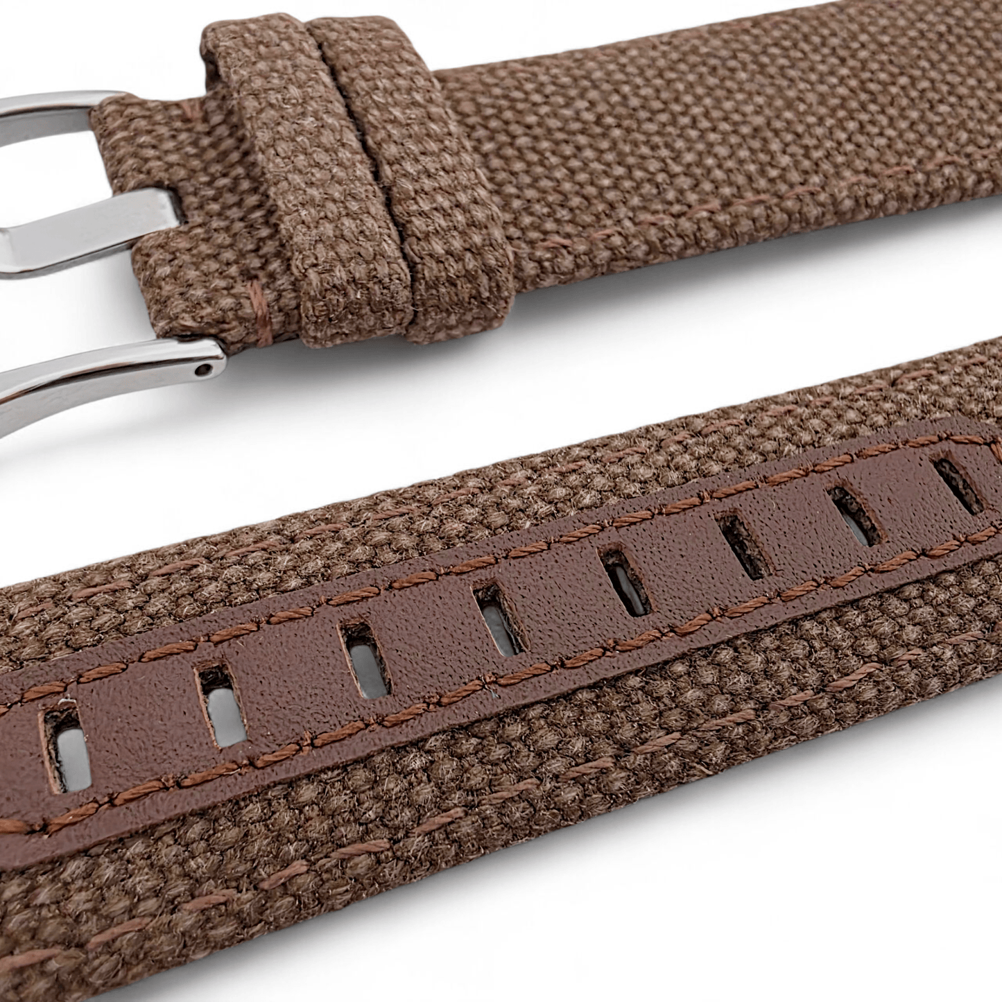 Luxury Canvas Watch Strap 4mm Thick 20mm 22mm Espresso Brown - Wrist Envy