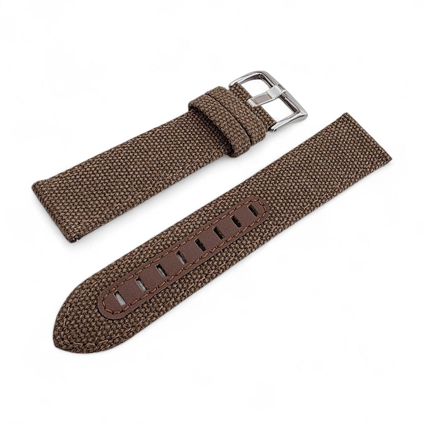 Luxury Canvas Watch Strap 4mm Thick 20mm 22mm Espresso Brown - Wrist Envy