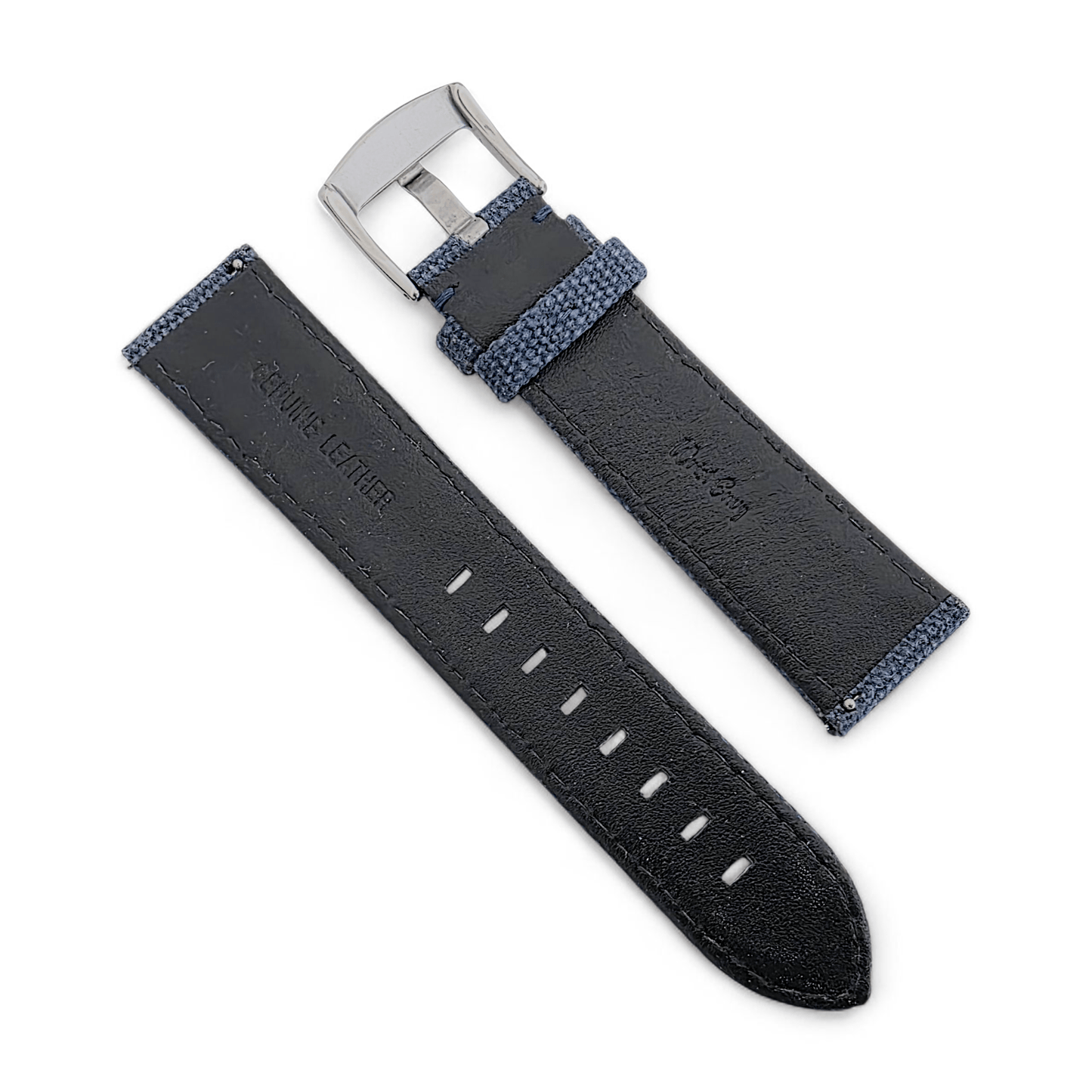 Luxury Canvas Watch Strap 4mm Thick 20mm 22mm Navy Blue - Wrist Envy