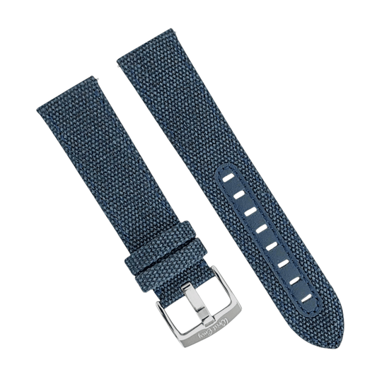 Luxury Canvas Watch Strap 4mm Thick 20mm 22mm Navy Blue - Wrist Envy