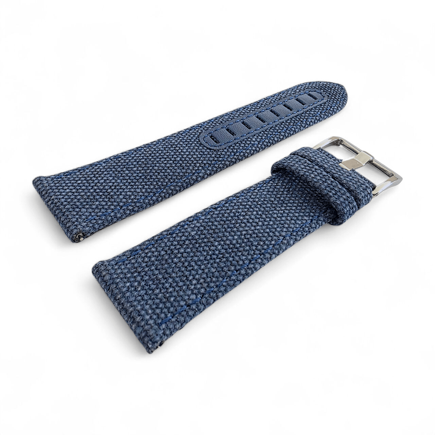 Luxury Canvas Watch Strap 4mm Thick 20mm 22mm Navy Blue - Wrist Envy