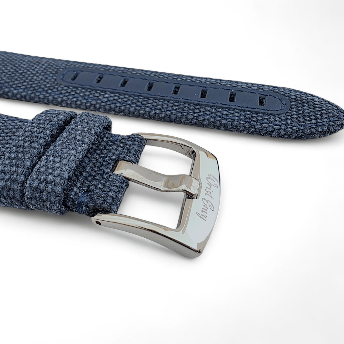 Luxury Canvas Watch Strap 4mm Thick 20mm 22mm Navy Blue - Wrist Envy