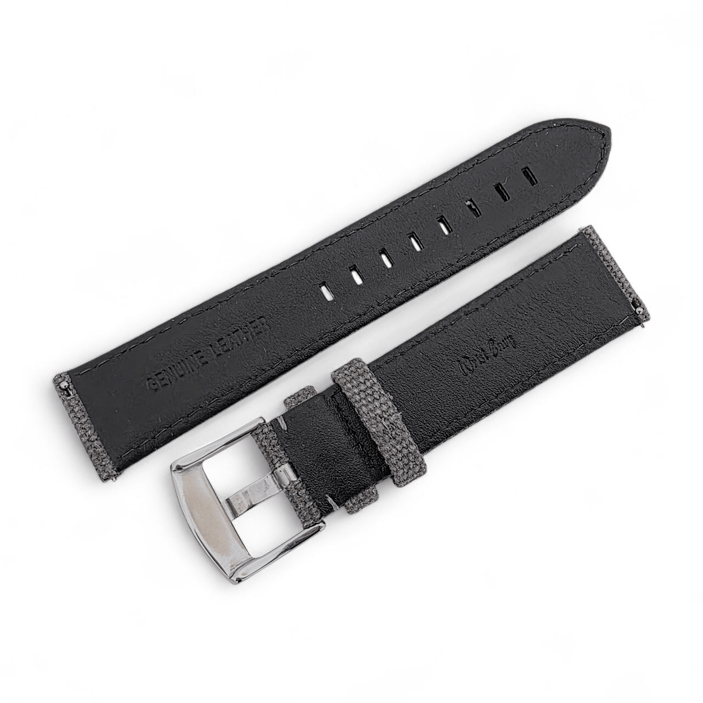Luxury Canvas Watch Strap 4mm Thick 20mm 22mm Steel Grey - Wrist Envy