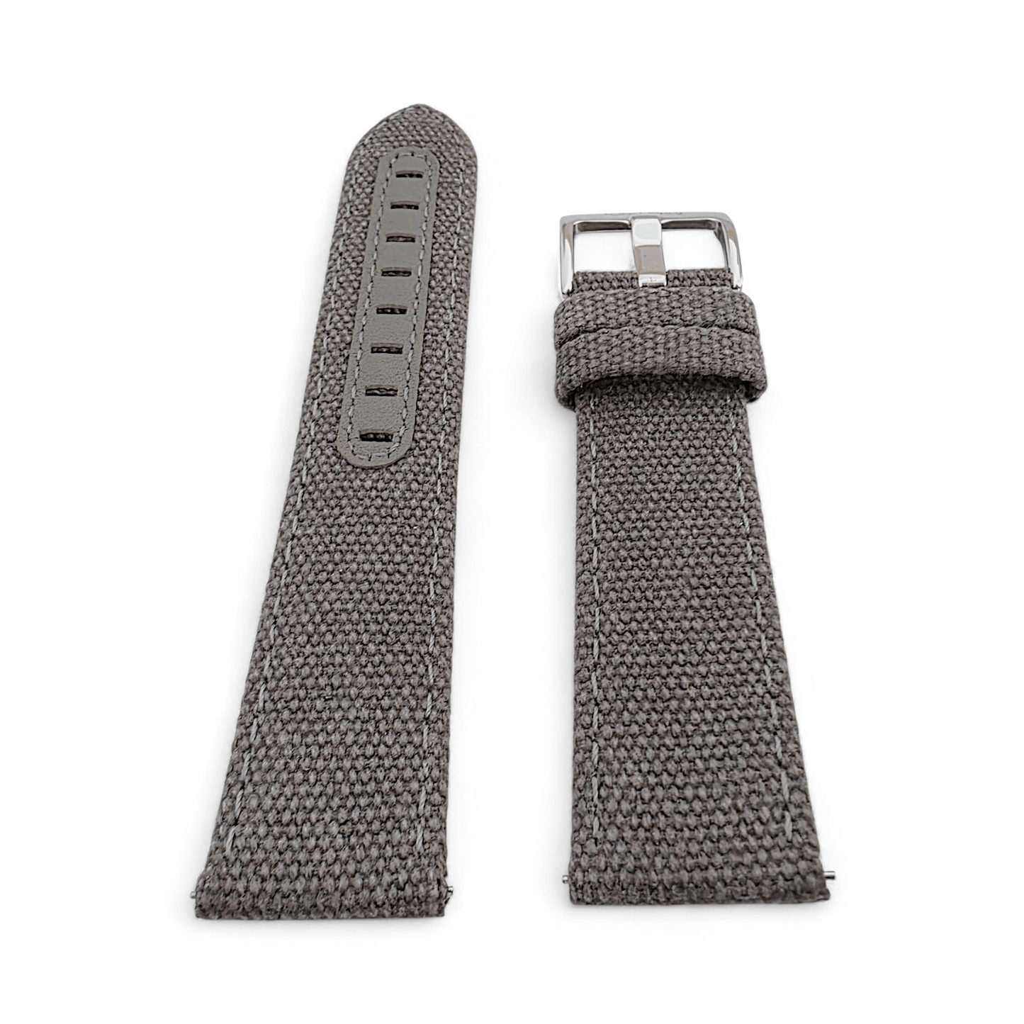Luxury Canvas Watch Strap 4mm Thick 20mm 22mm Steel Grey - Wrist Envy