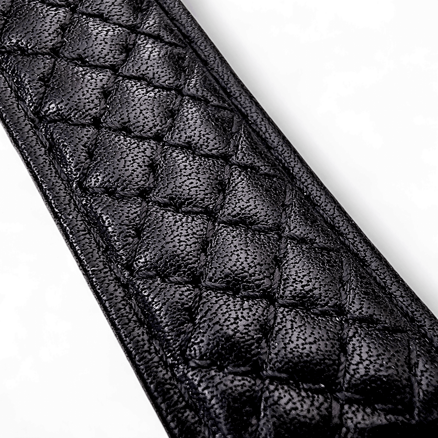 Luxury Italian Leather Diamond Stitch Watch Strap For Apple IWatch Black - Wrist Envy