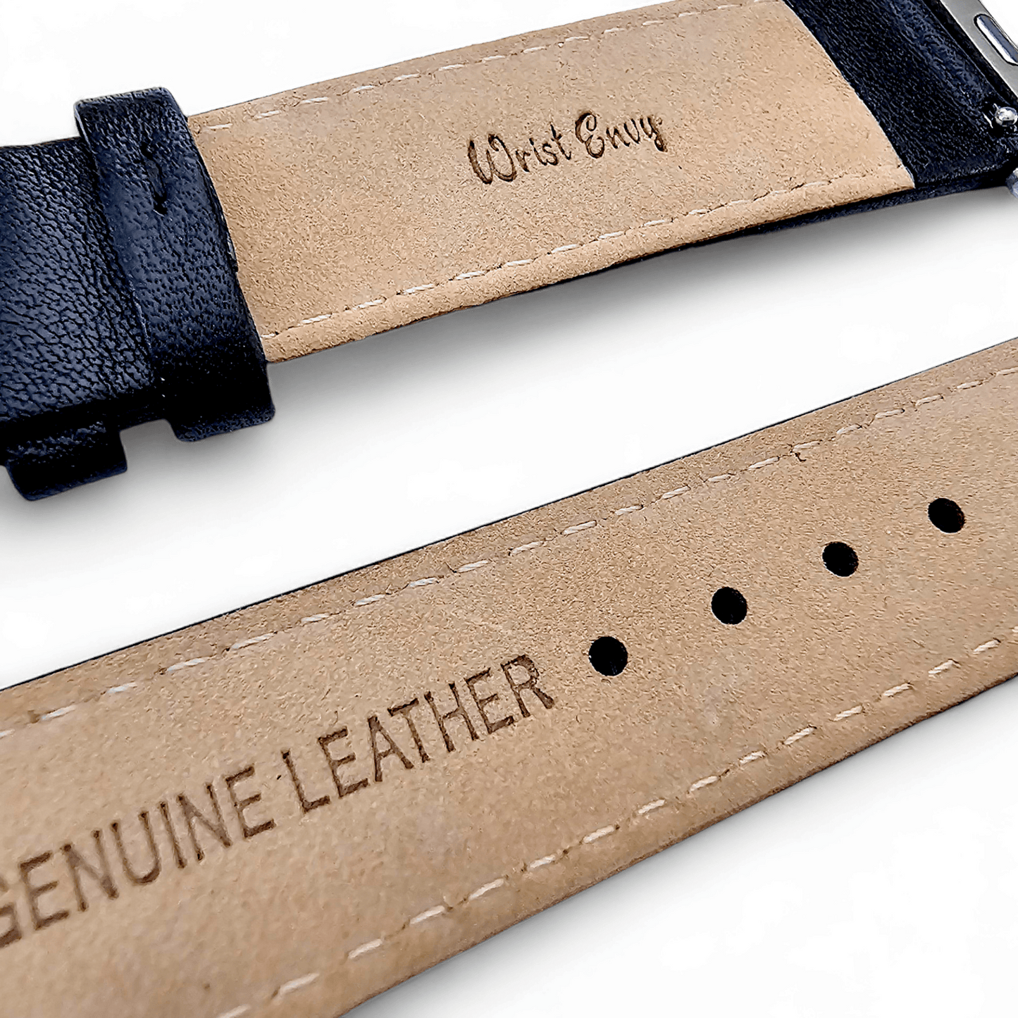 Luxury Italian Leather Diamond Stitch Watch Strap For Apple IWatch Black - Wrist Envy
