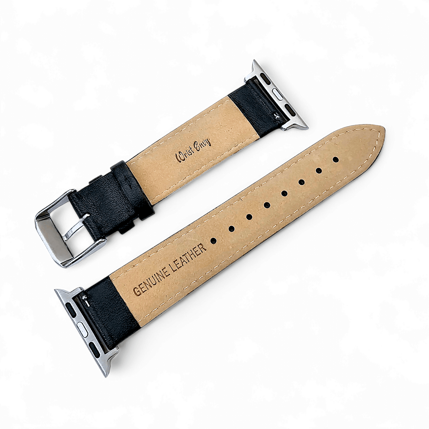 Luxury Italian Leather Diamond Stitch Watch Strap For Apple IWatch Black - Wrist Envy