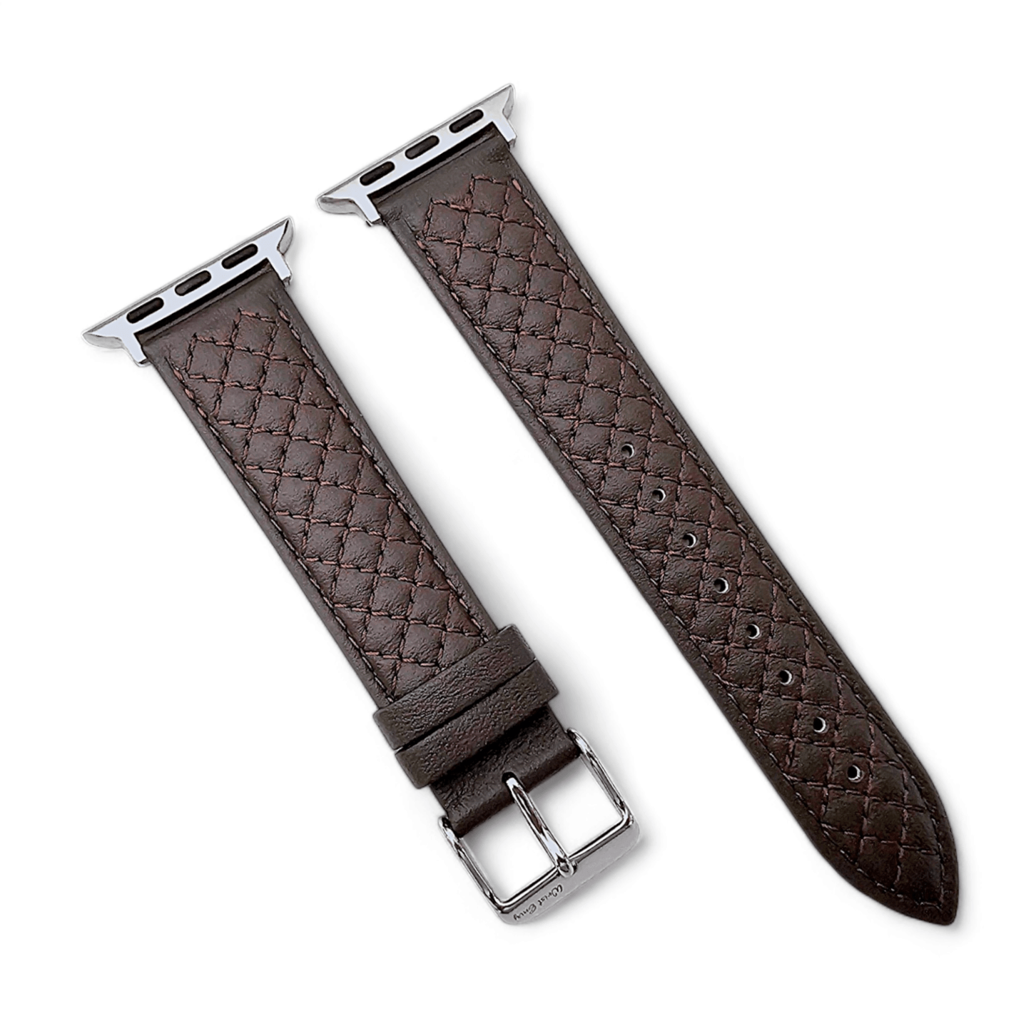 Luxury Italian Leather Diamond Stitch Watch Strap For Apple IWatch Dark Brown - Wrist Envy