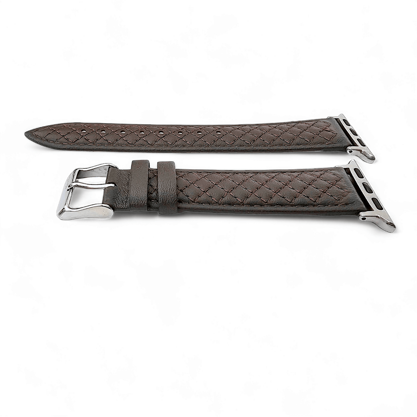 Luxury Italian Leather Diamond Stitch Watch Strap For Apple IWatch Dark Brown - Wrist Envy