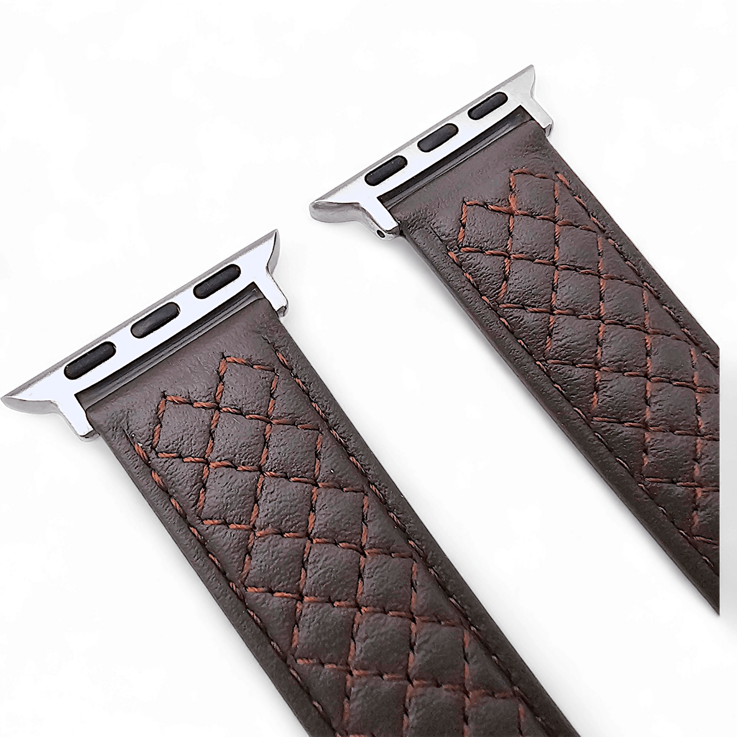 Luxury Italian Leather Diamond Stitch Watch Strap For Apple IWatch Dark Brown - Wrist Envy
