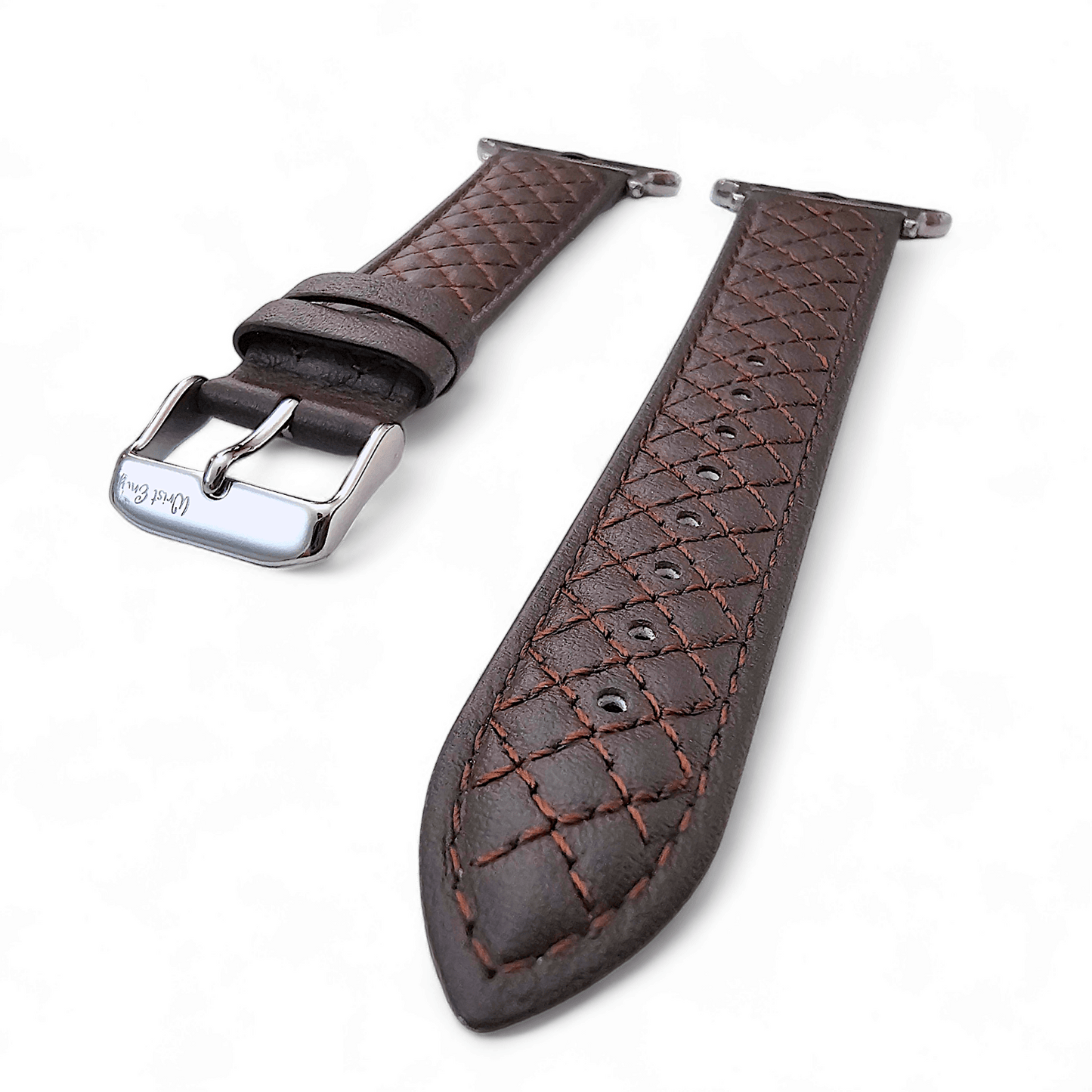 Luxury Italian Leather Diamond Stitch Watch Strap For Apple IWatch Dark Brown - Wrist Envy