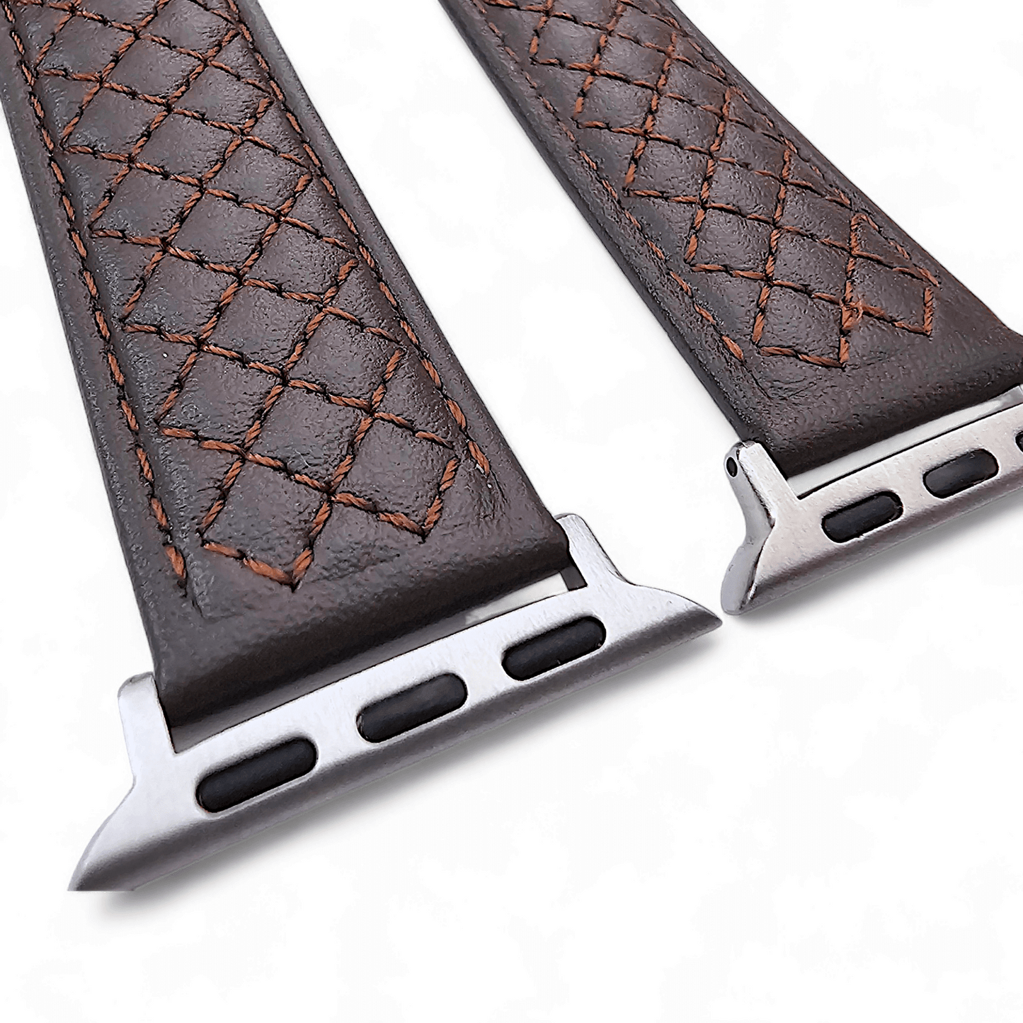 Luxury Italian Leather Diamond Stitch Watch Strap For Apple IWatch Dark Brown - Wrist Envy