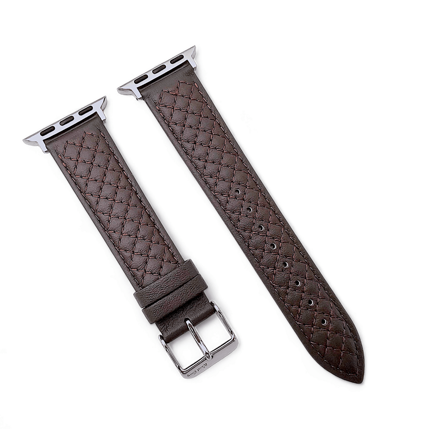 Luxury Italian Leather Diamond Stitch Watch Strap For Apple IWatch Dark Brown - Wrist Envy