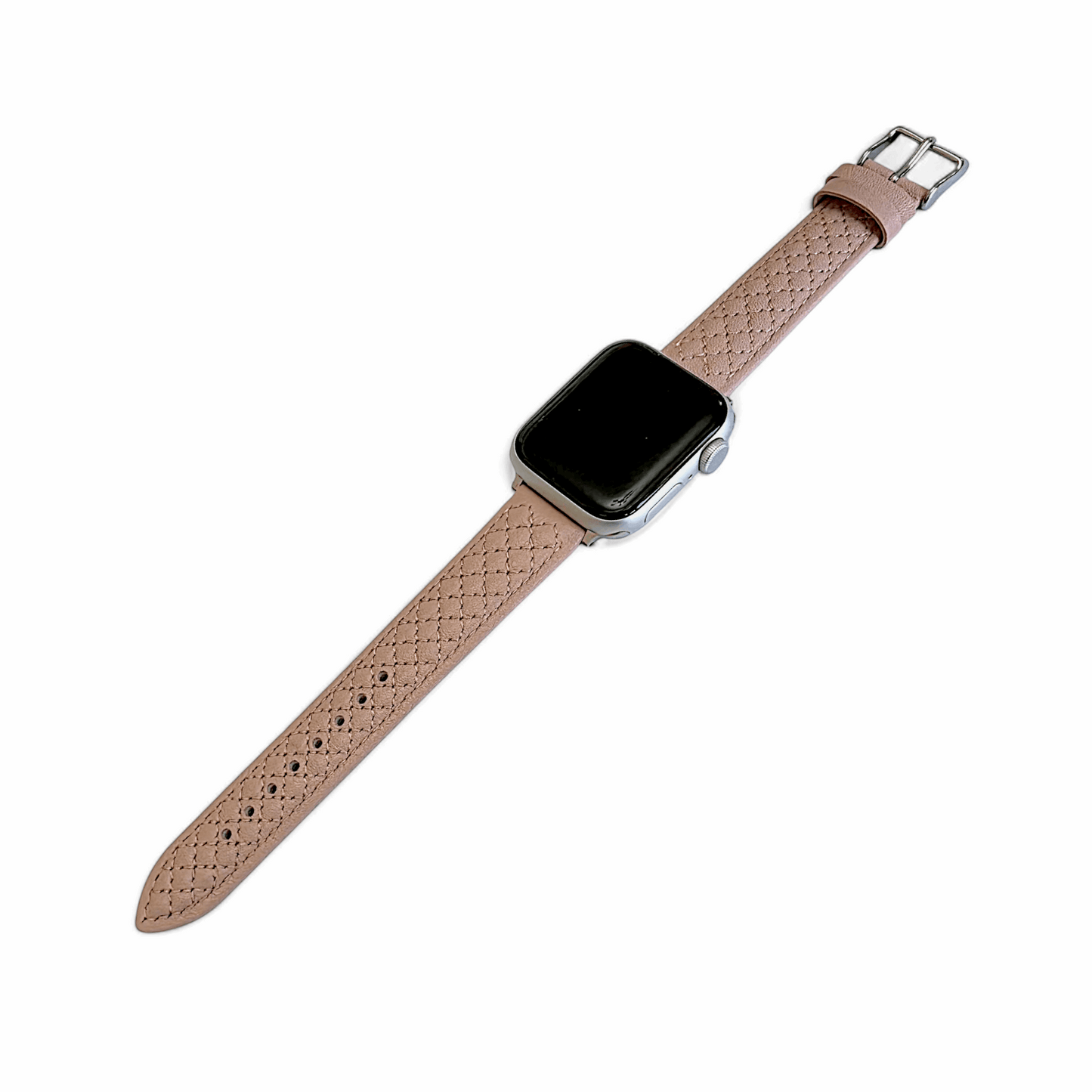 Luxury Italian Leather Diamond Stitch Watch Strap For Apple IWatch Dusty Pink - Wrist Envy